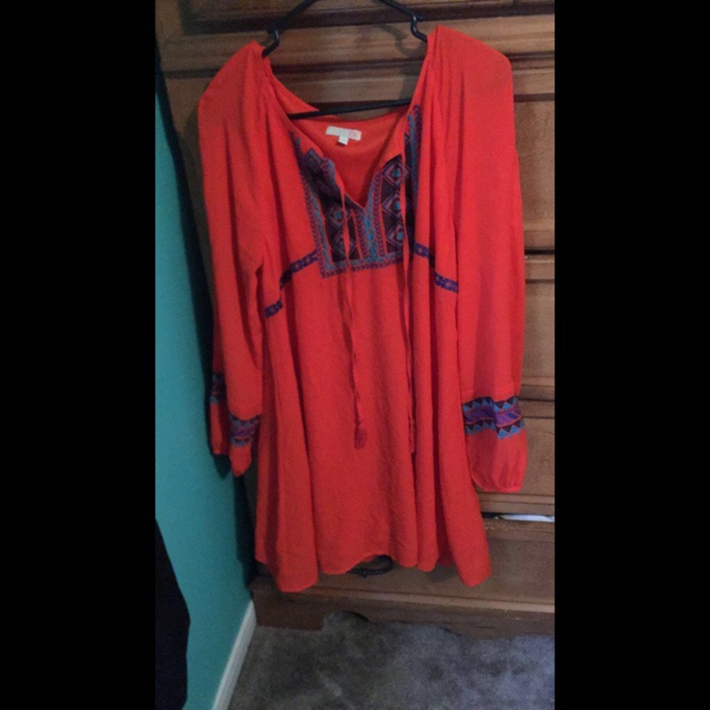 Orange shift dress